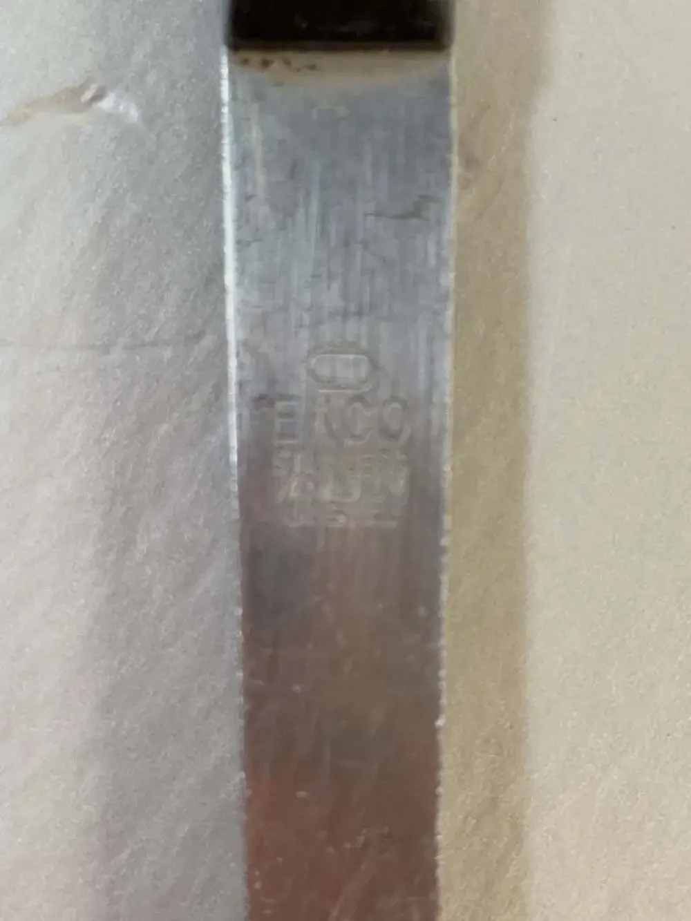 Vintage Ekco Stainless Vanadium Slotted Serving Spoon with Black Composite Handl